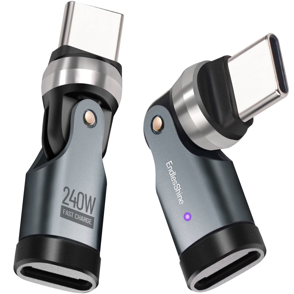 540 Degree Rotation USB C to USB C Adapter - PD 240W USB 2.0 480Mbps Phone OTG Adapter