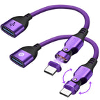 16 Pin USB C to USB A Magnetic Adapter USB 2.0 - 4 Inch Calbe 180 Degree Rotating - 480 Mbps Data transfer