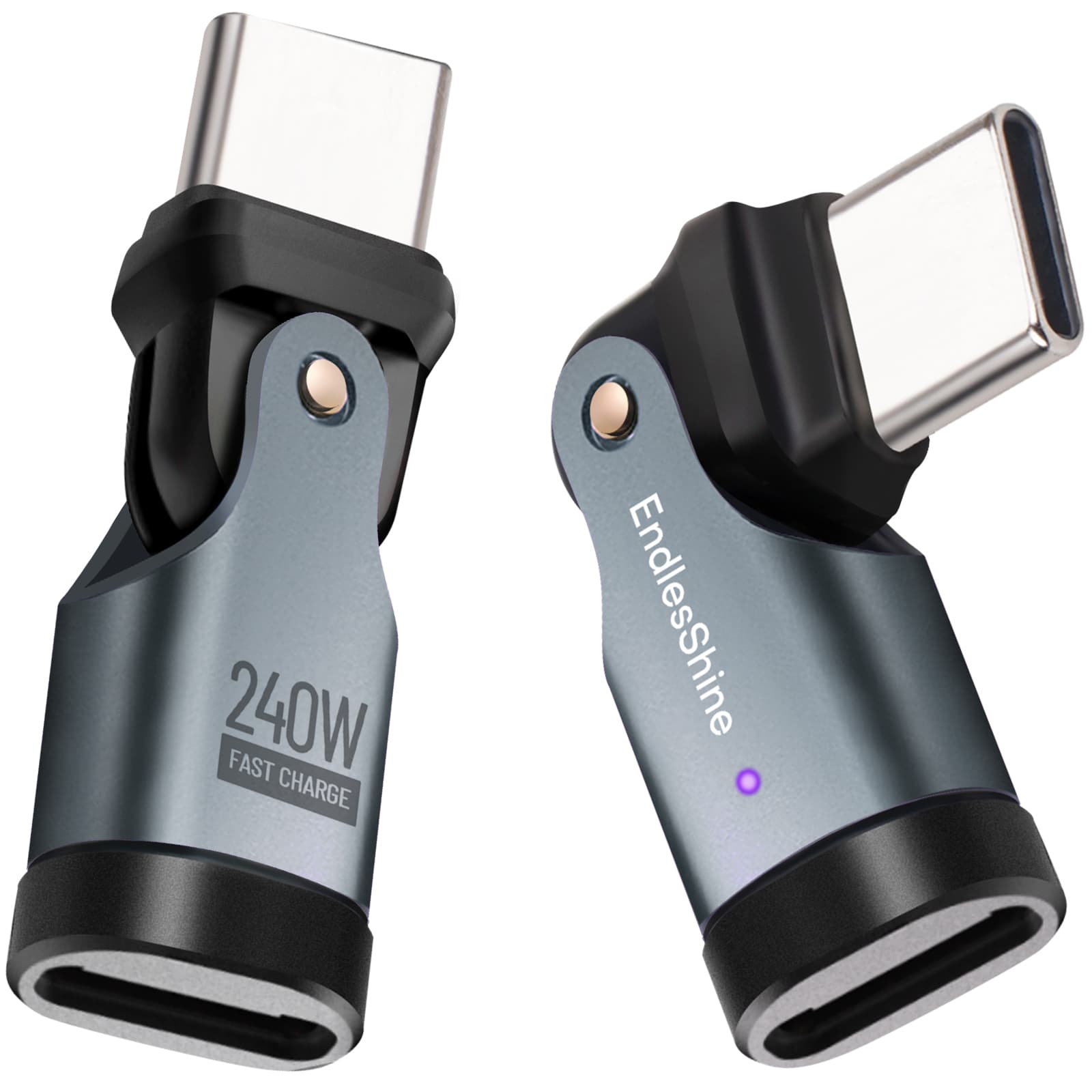 180 Degree Rotation USB C to USB C Adapter - PD 240W USB 2.0 480Mbps Phone OTG Adapter