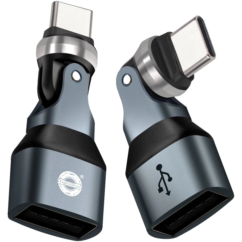 540 Degree Rotation USB C Male to USB A Female Adapter - USB 2.0 480Mbps Phone OTG Adapter