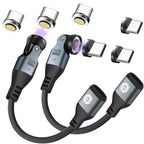 9 Pin USB C Magnetic Adapter 240W - 4 Inch Calbe with 3 x Removable Magnetic Tips - 90/180/360 Degree Rotating 480 Mbps