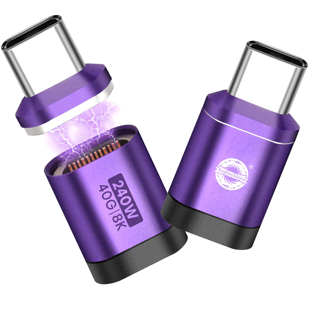 24 Pin USB C Magnetic Adapter - USB 4.0 PD 240W 40Gbps 8K 60Hz Video - Straight 2 Pack