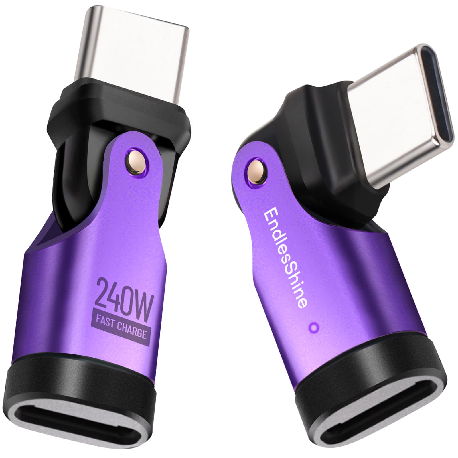 180 Degree Rotation USB C to USB C Adapter - PD 240W USB 2.0 480Mbps Phone OTG Adapter