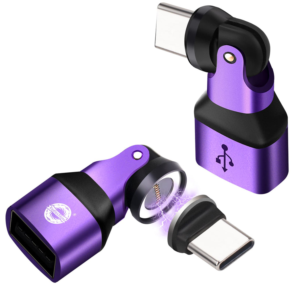 9 Pin USB C Male to USB A Female Magnetic Adapter - 90/180/360 Degree Rotating - OTG 480 Mbps Data transfer