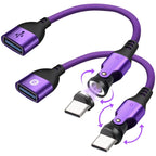 9 Pin USB C to USB A Magnetic Adapter USB 2.0 - 4 Inch Calbe 90/180/360 Degree Rotating - 480 Mbps Data transfer