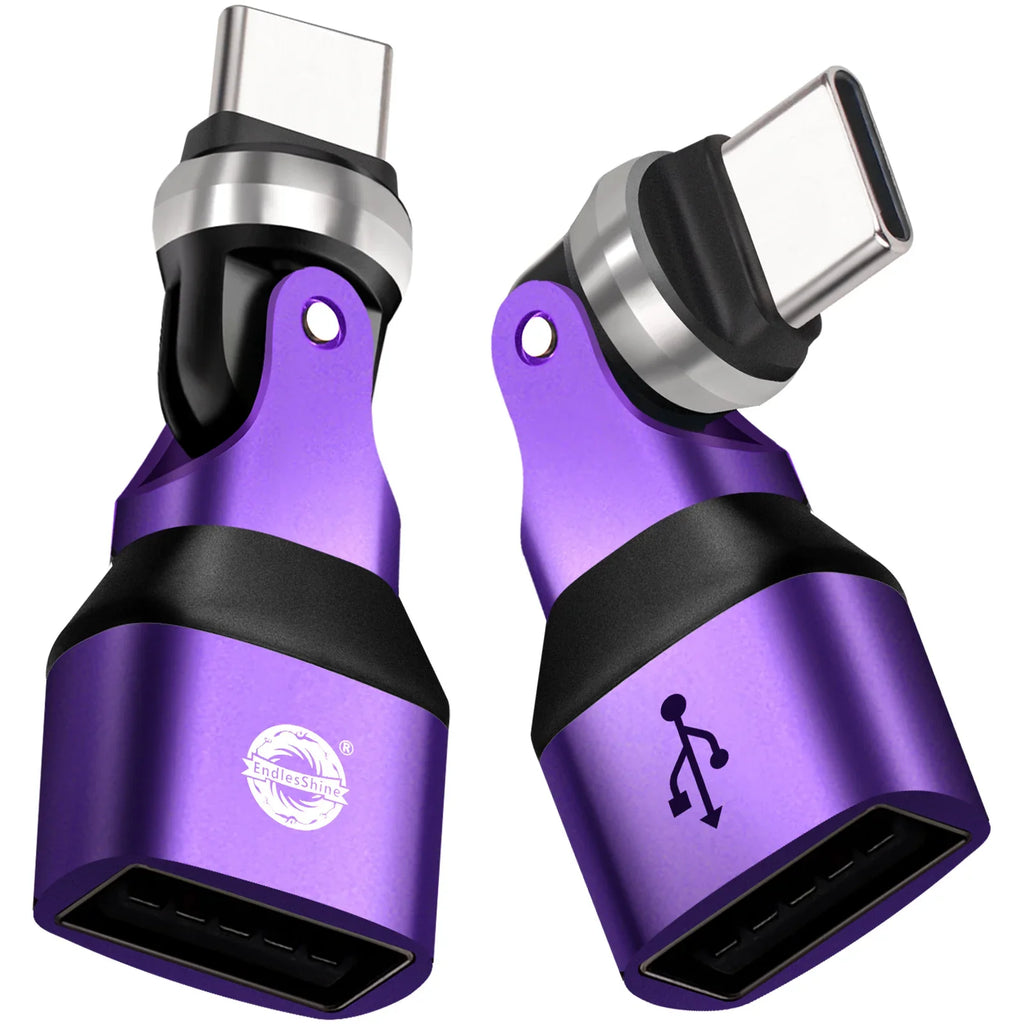 540 Degree Rotation USB C Male to USB A Female Adapter - USB 2.0 480Mbps Phone OTG Adapter