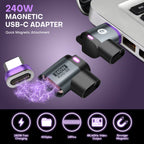 24 Pin USB C Magnetic Adapter - USB 4.0 PD 240W 40Gbps 8K 60Hz Video - 90 Degree 2 Pack