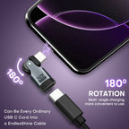 180 Degree Rotation USB C to USB C Adapter - PD 240W USB 2.0 480Mbps Phone OTG Adapter