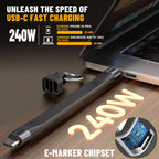 Keychain USB C Cable - 5.11 Inch Short Type C Cord - USB 4.0 PD 240W 40Gbps 8K 60Hz Video - A