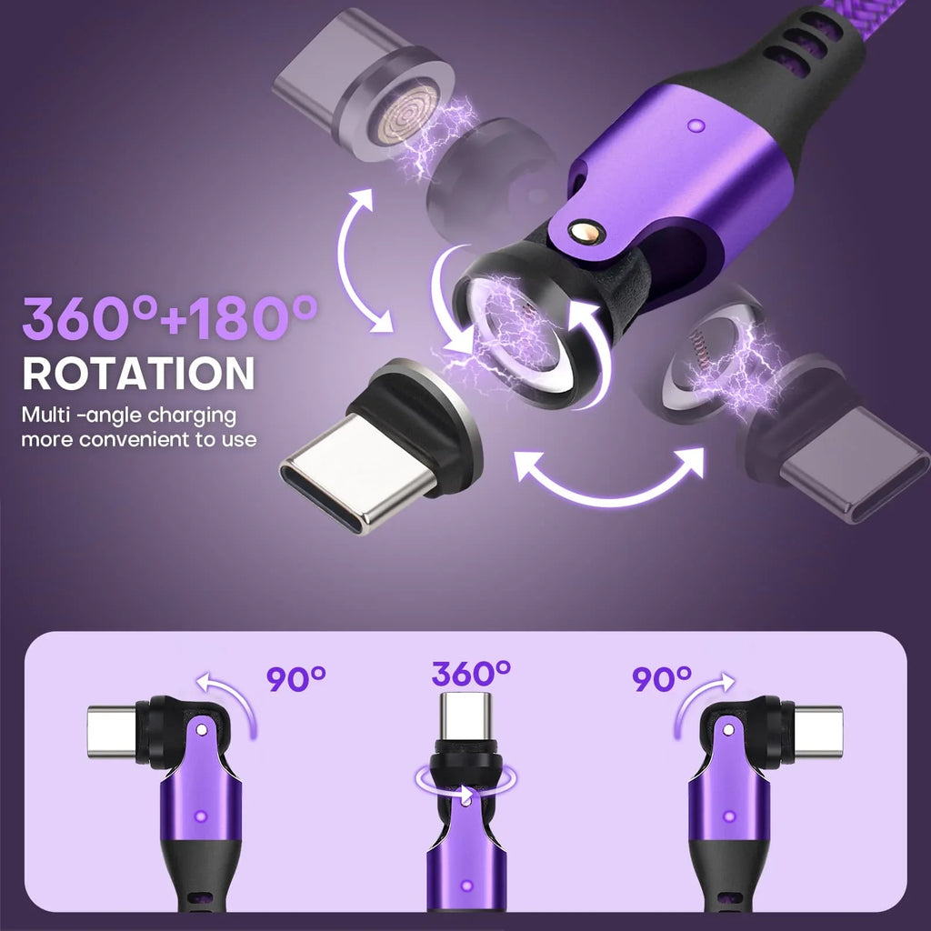 9 Pin USB C to USB A Magnetic Adapter USB 2.0 - 4 Inch Calbe 90/180/360 Degree Rotating - 480 Mbps Data transfer