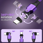 9 Pin USB C to USB A Magnetic Adapter USB 2.0 - 4 Inch Calbe 90/180/360 Degree Rotating - 480 Mbps Data transfer