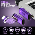 24 Pin USB C Magnetic Adapter - USB 4.0 PD 240W 40Gbps 8K 60Hz Video - L-shaped 2 Pack