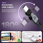 180 Degree Rotation USB C to USB C Cable 240W - USB 2.0 480Mbps Type C Cord