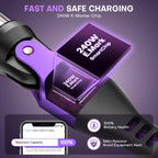 9 Pin USB C Magnetic Adapter 240W - 4 Inch Calbe with 3 x Removable Magnetic Tips - 90/180/360 Degree Rotating 480 Mbps