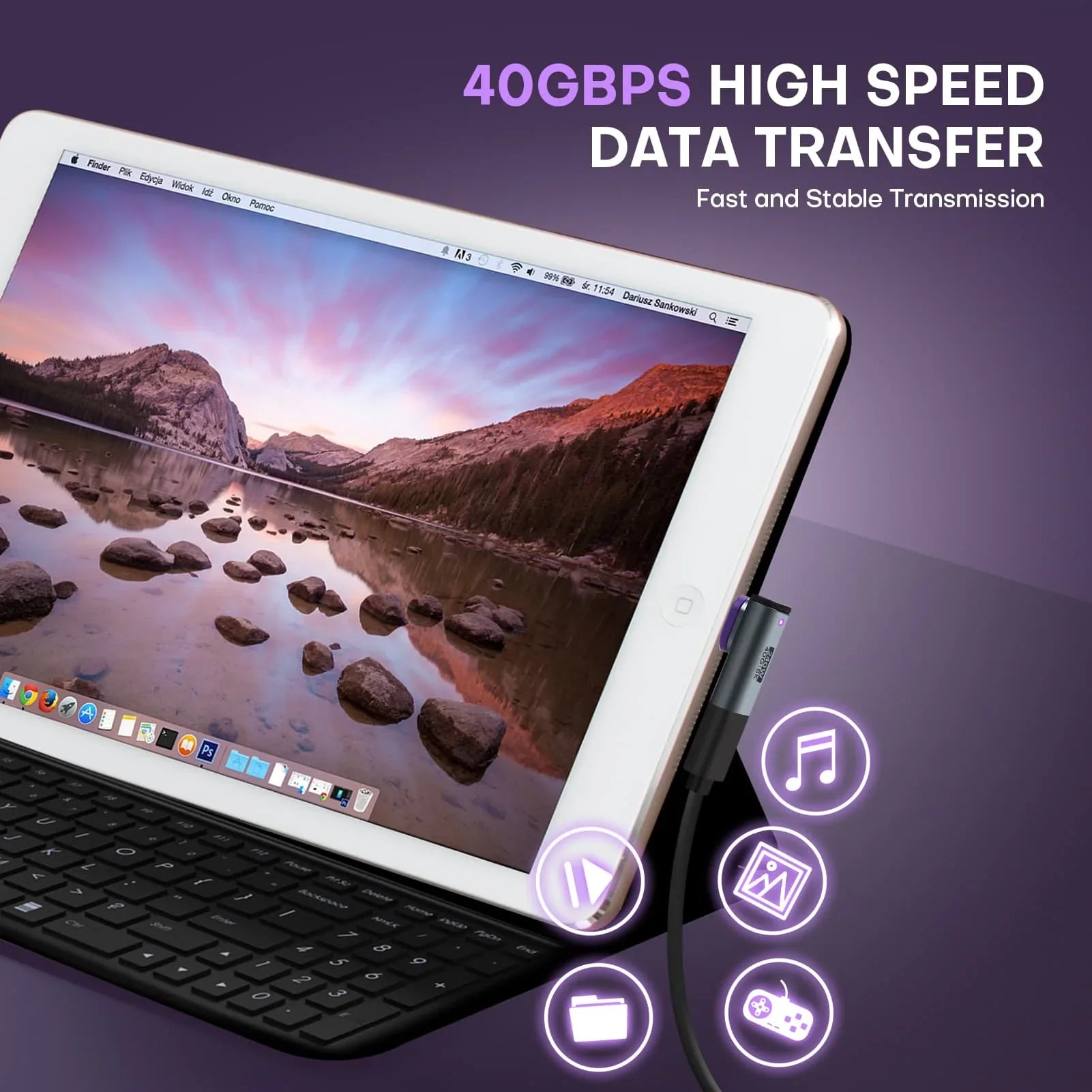 24 Pin USB C Magnetic Adapter - USB 4.0 PD 240W 40Gbps 8K 60Hz Video - L-shaped 2 Pack