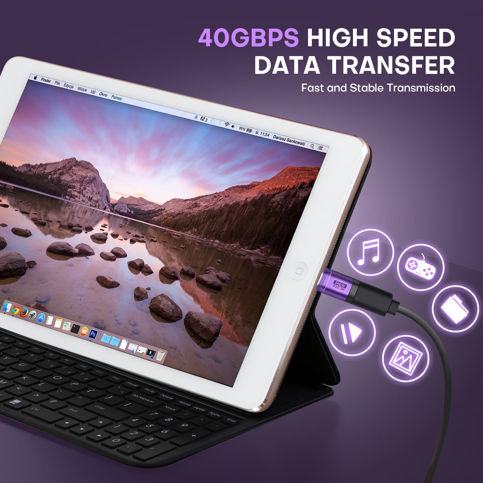 24 Pin USB C Magnetic Adapter - USB 4.0 PD 240W 40Gbps 8K 60Hz Video - Straight 2 Pack