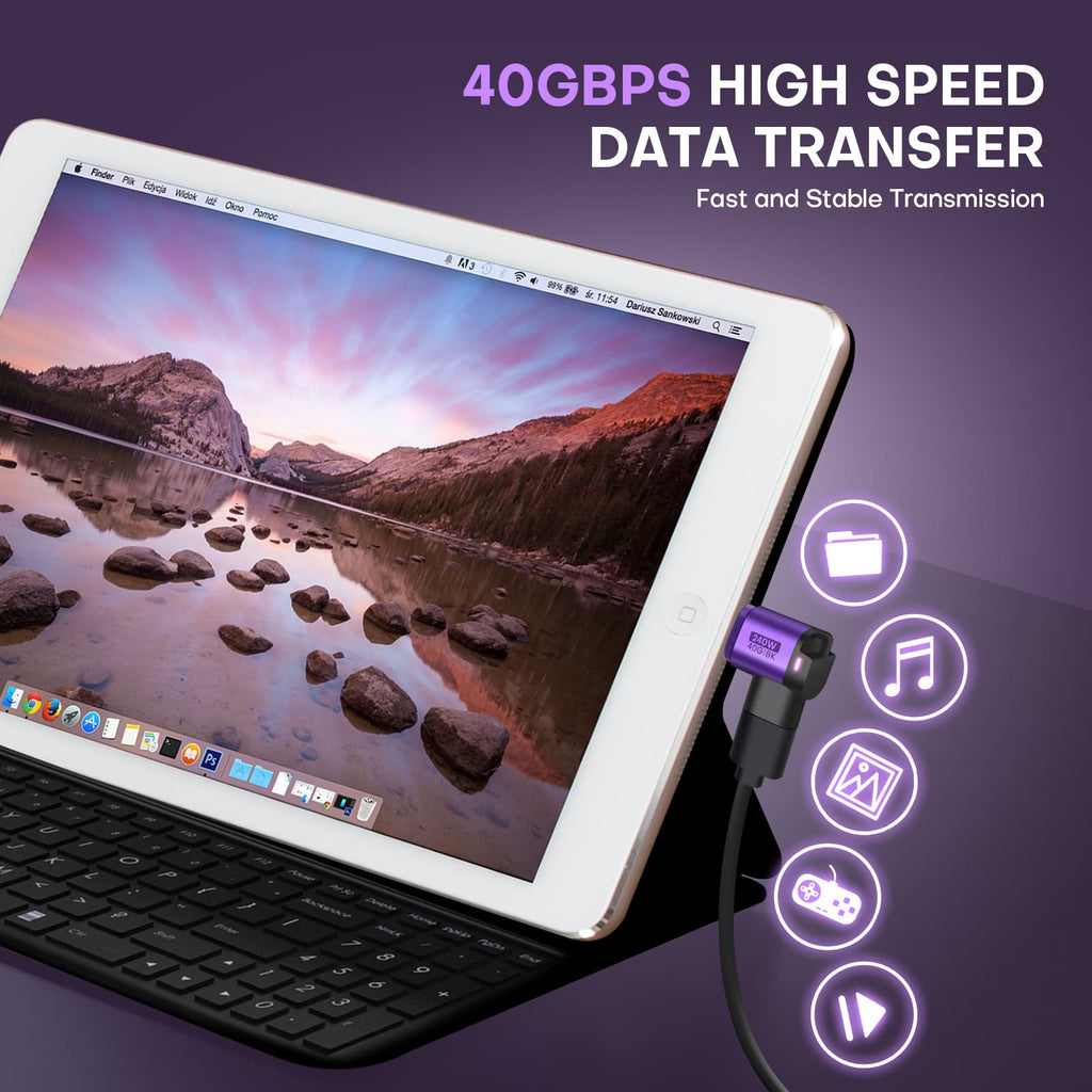 24 Pin USB C Magnetic Adapter - USB 4.0 PD 240W 40Gbps 8K 60Hz Video - 90 Degree 2 Pack