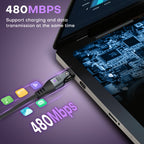 180 Degree Rotation USB C to USB C Cable 240W - USB 2.0 480Mbps Type C Cord