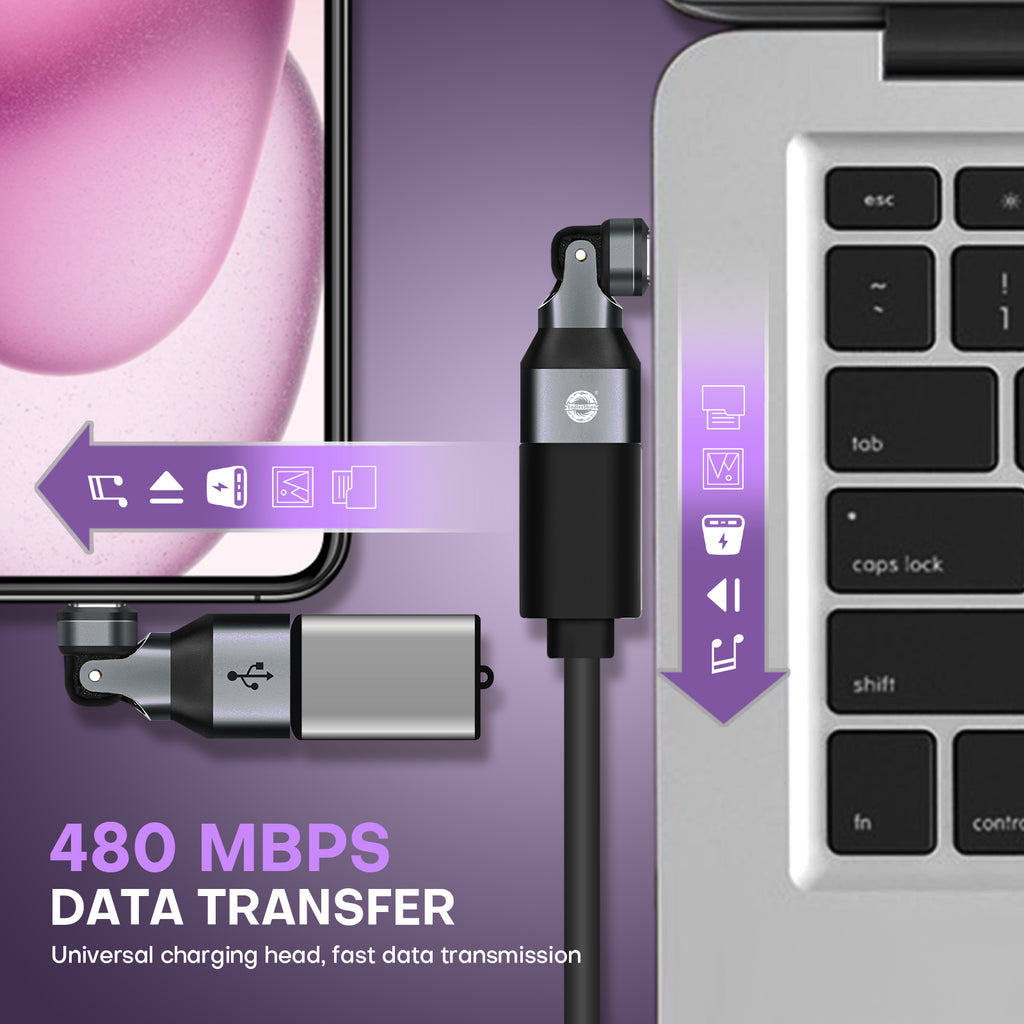 16 Pin USB C to USB A Adapter USB 2.0 - 180 Degree Rotation - 480 Mbps OTG Data transfer