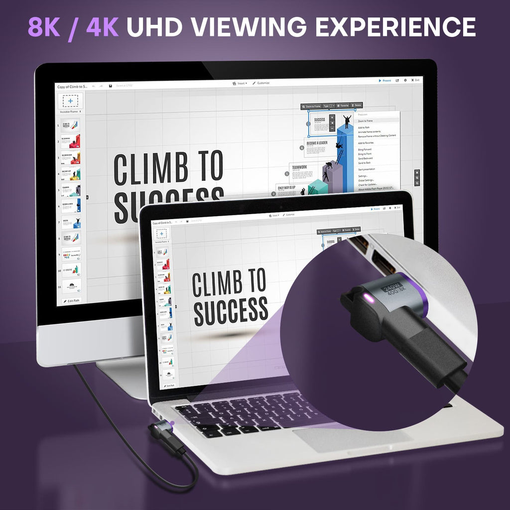 24 Pin USB C Magnetic Adapter - USB 4.0 PD 240W 40Gbps 8K 60Hz Video - 90 Degree 2 Pack