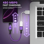 9 Pin USB C Magnetic Adapter 240W - 4 Inch Calbe with 3 x Removable Magnetic Tips - 90/180/360 Degree Rotating 480 Mbps