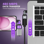 180 Degree Rotation USB C Male to USB A Female Adapter - USB 2.0 480Mbps Phone OTG Adapter