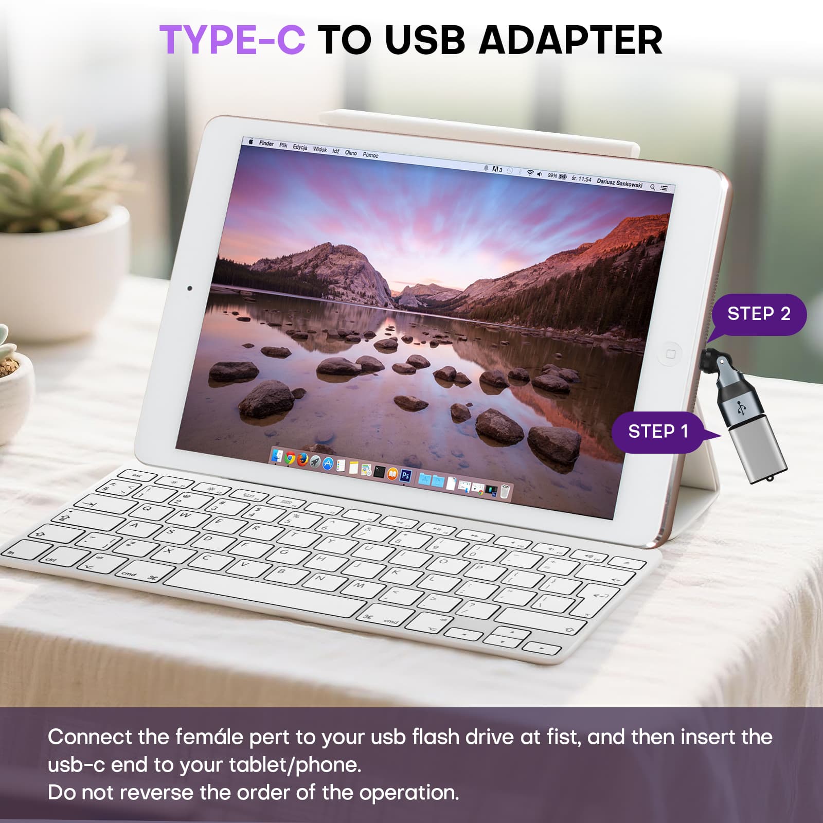 9 Pin USB C Male to USB A Female Magnetic Adapter - 90/180/360 Degree Rotating - OTG 480 Mbps Data transfer