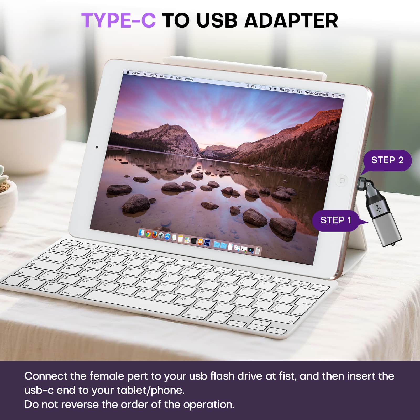16 Pin USB C to USB A Adapter USB 2.0 - 180 Degree Rotation - 480 Mbps OTG Data transfer