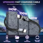 540 Degree Rotation USB C to USC C Cable 240W - USB 2.0 480Mbps Type C Cord