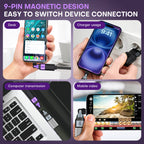 9 Pin USB C Male to USB A Female Magnetic Adapter - 90/180/360 Degree Rotating - OTG 480 Mbps Data transfer