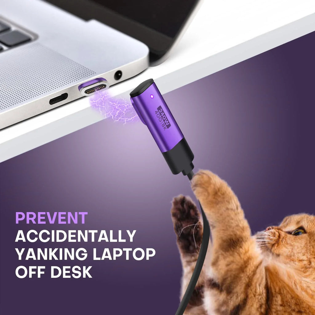 24 Pin USB C Magnetic Adapter - USB 4.0 PD 240W 40Gbps 8K 60Hz Video - L-shaped 2 Pack