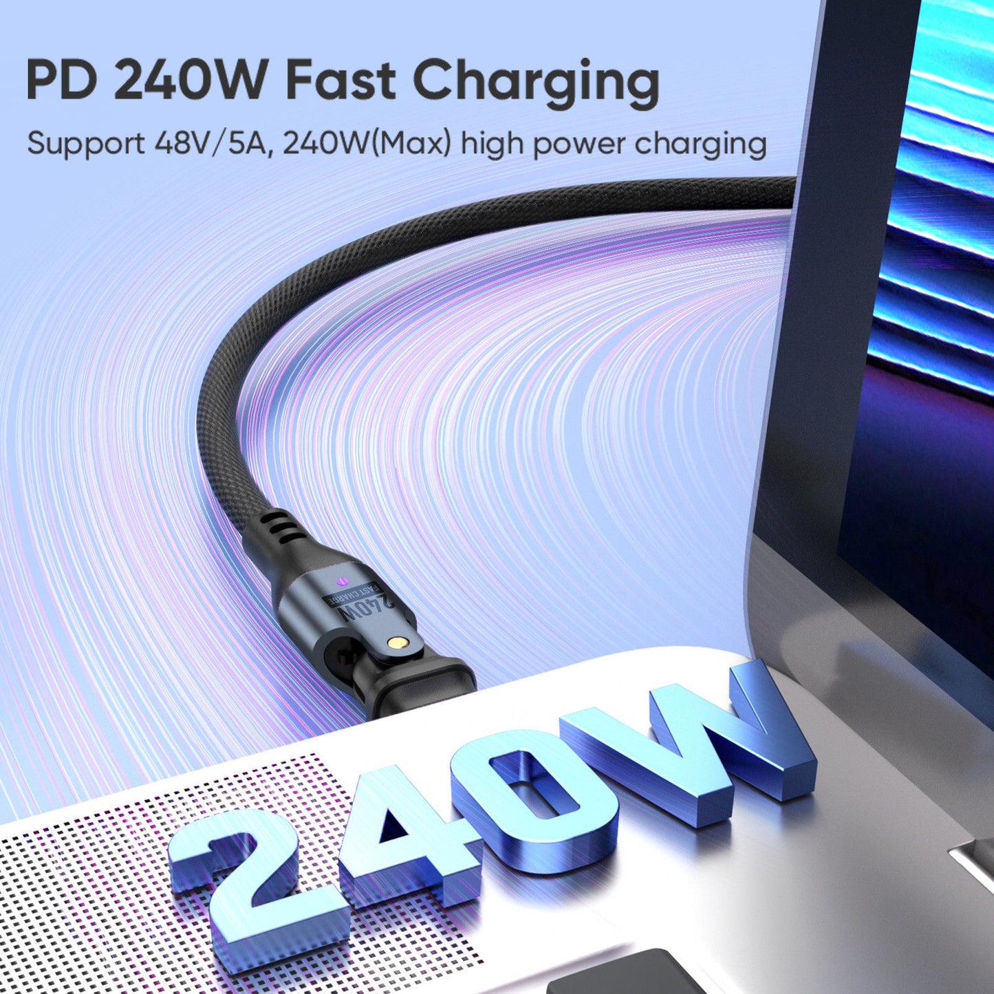 180° Rotating Charging Cable Fast Charging PD240W