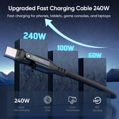 180° Rotating Charging Cable Fast Charging PD240W