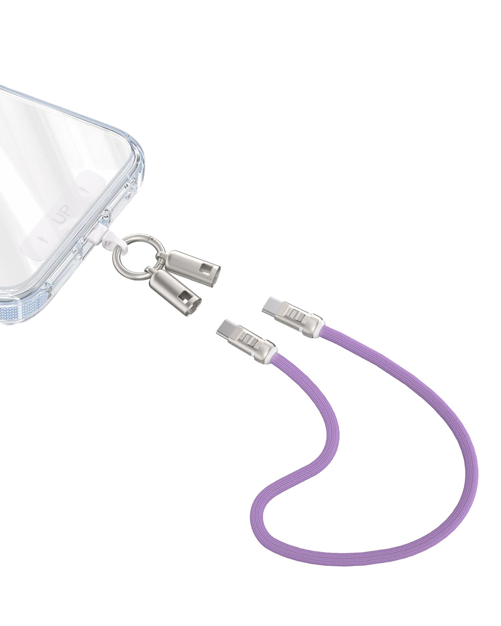 Hand Wrist Strap Lanyard 1FT (30cm) - Built-in 240W USB C Cable 5A Fast Charging - Nylon Braid Anti Theft - A