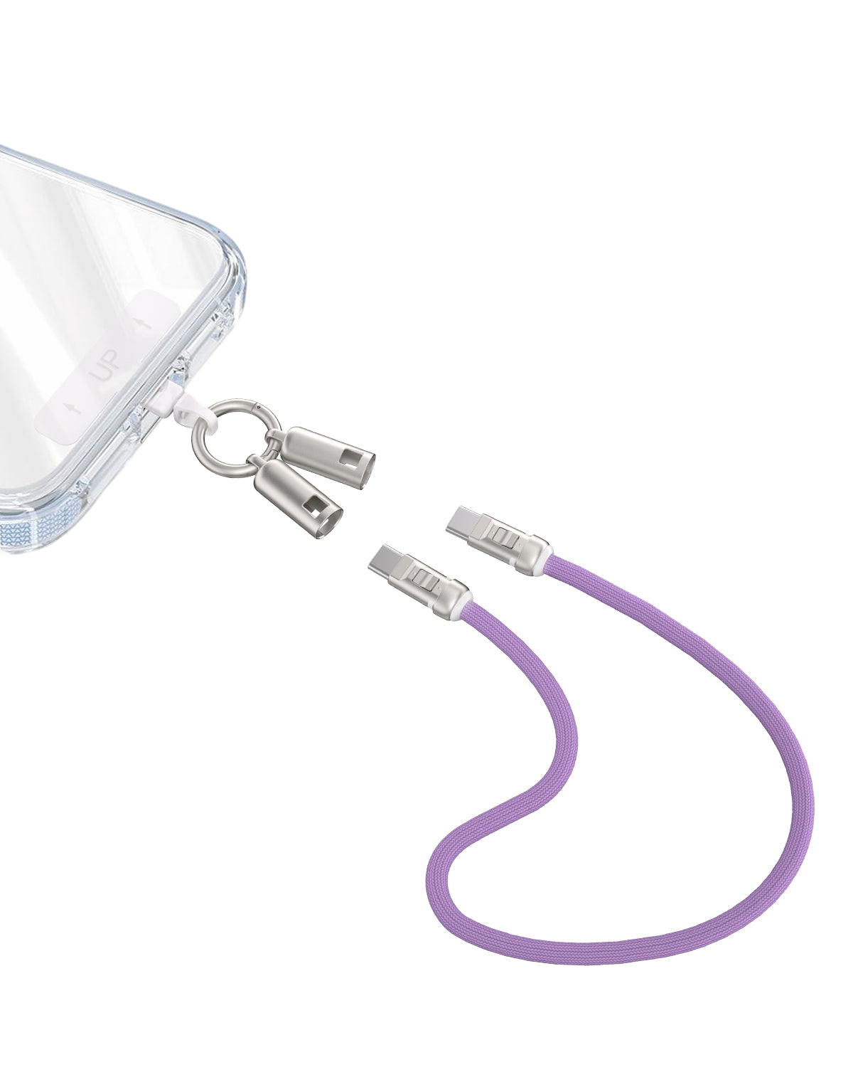 Hand Wrist Strap Lanyard 1FT (30cm) - Built-in 240W USB C Cable 5A Fast Charging - Nylon Braid Anti Theft - A