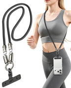 Phone lanyard strap 4 FT (120cm) with Built-in 240W USB-C to USB-C Charging Cable Anti Theft Cell Phone Neck - A