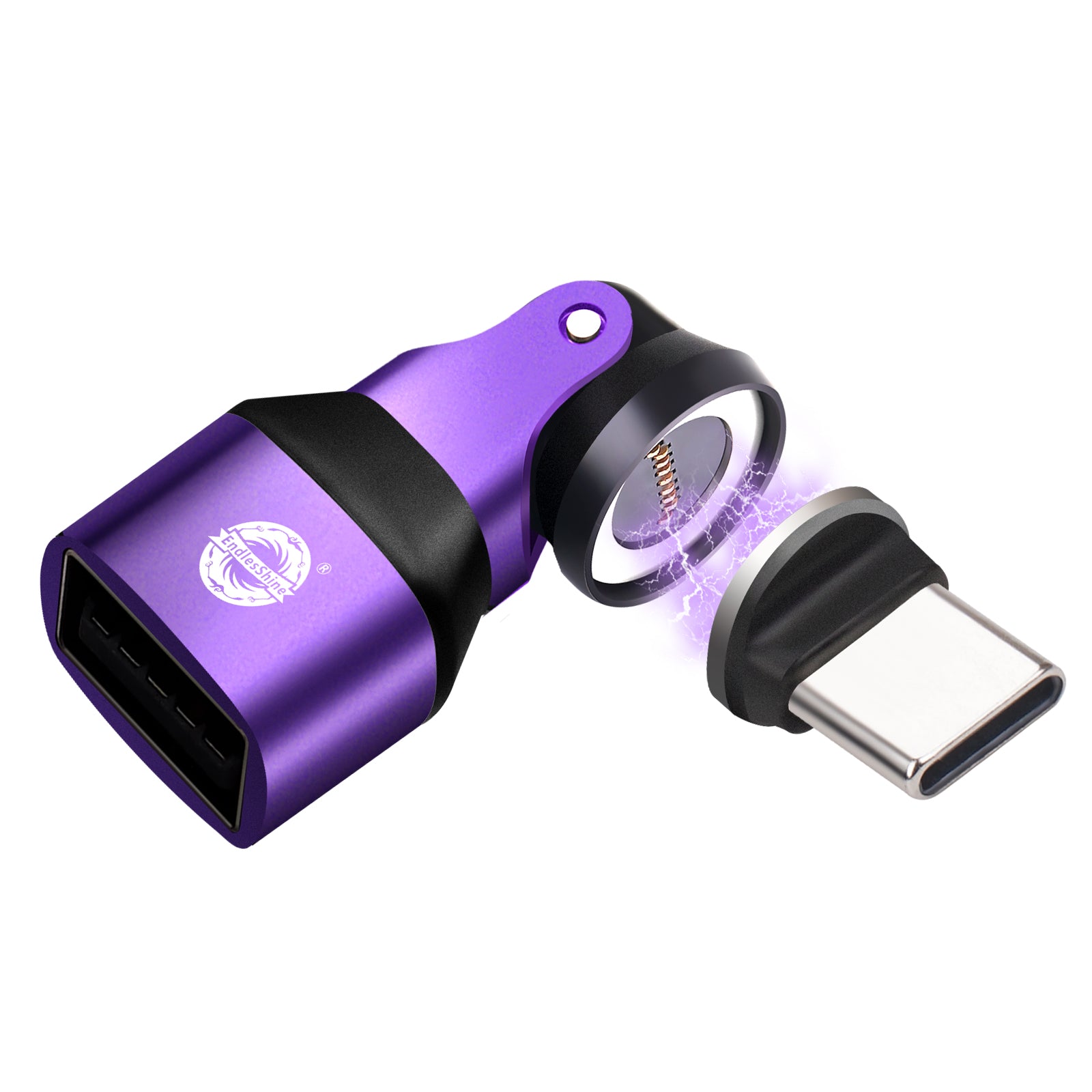 9 Pin USB C Male to USB A Female Magnetic Adapter - 90/180/360 Degree Rotating - OTG 480 Mbps Data transfer