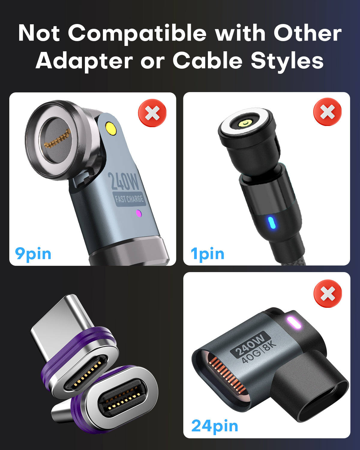 16 Pin Magnetic Adapapter Tips USB 2.0 Replacement OTG Tips - 3 Pack