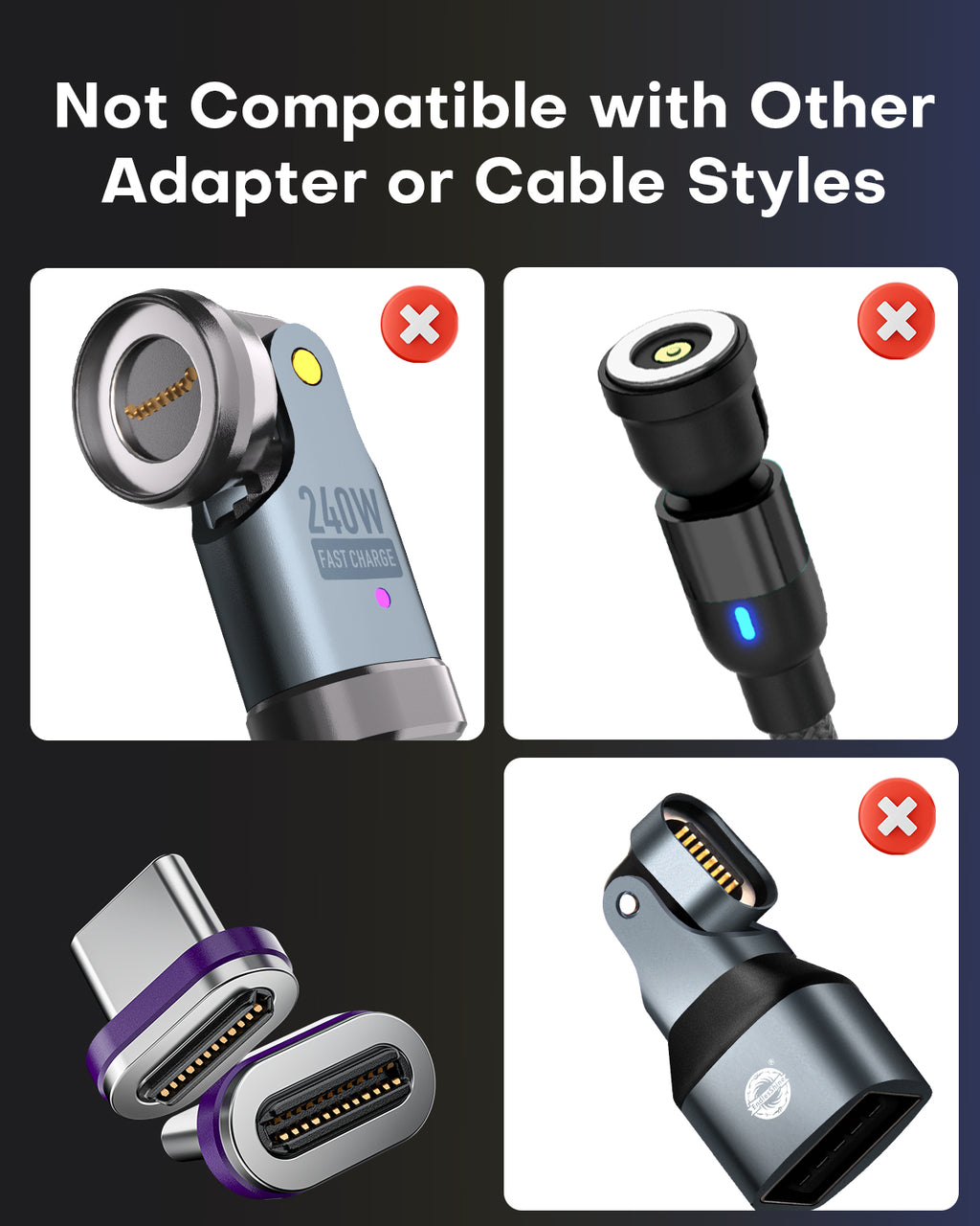 24 Pin Magnetic Adapapter Tips USB 2.0 Replacement OTG Tips - 3 Pack