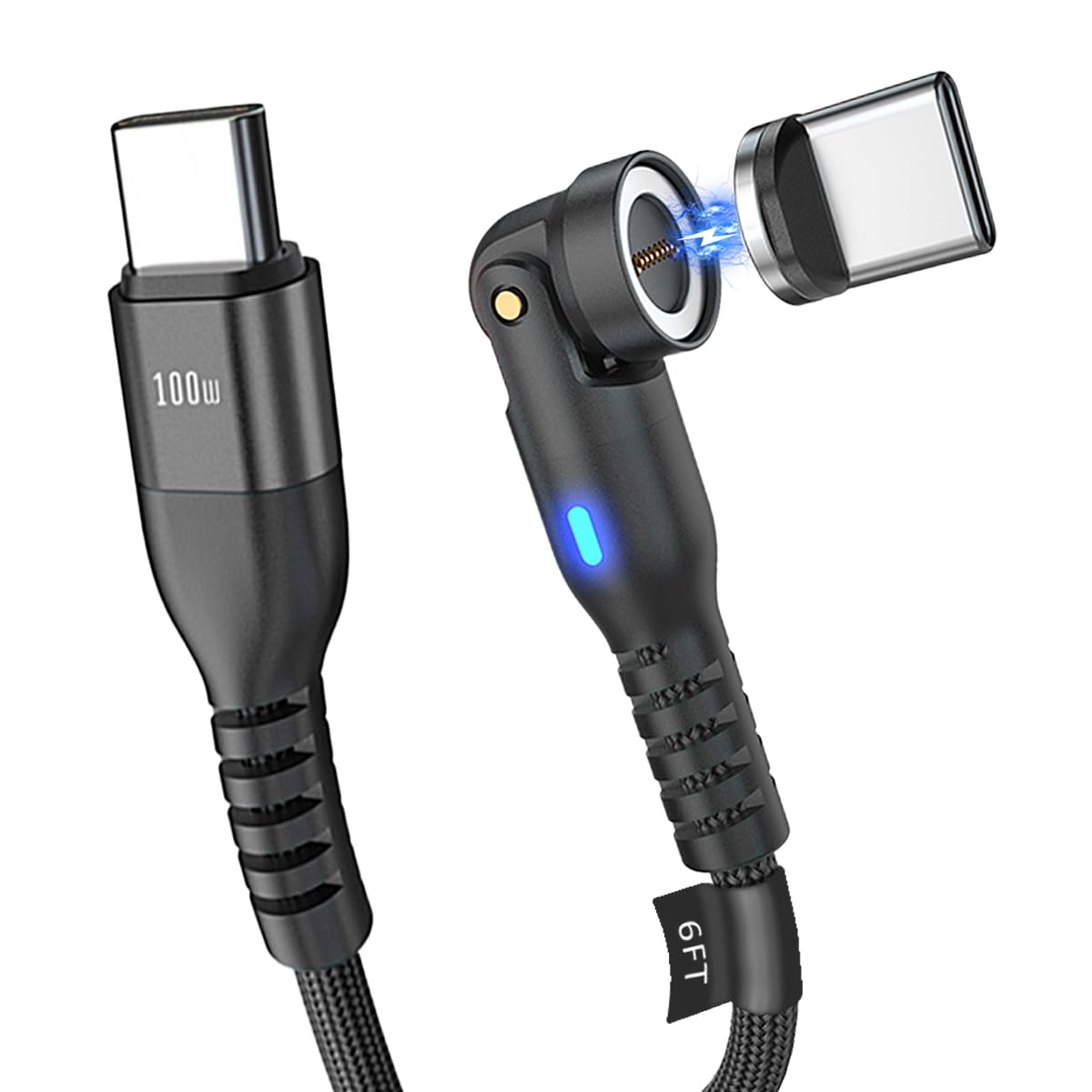 24 Pin USB-C to USB-C Magnetic Cable 100W - 6FT, 90° - Default Title - gallery image 3
