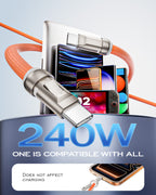 Phone lanyard strap 4 FT (120cm) with Built-in 240W USB-C to USB-C Charging Cable Anti Theft Cell Phone Neck - A