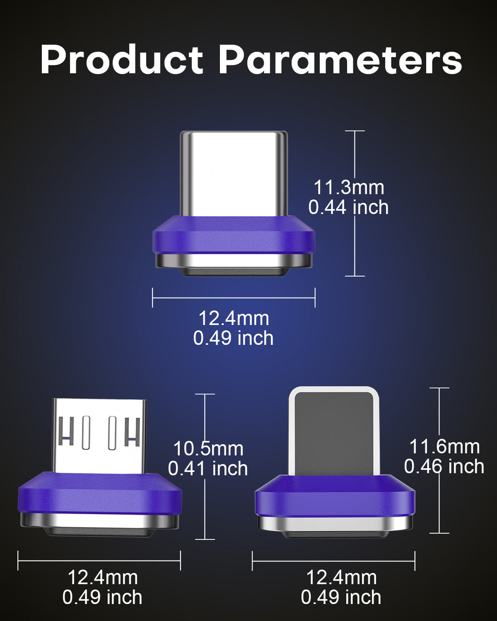 24 Pin Magnetic Adapapter Tips USB 2.0 Replacement OTG Tips - 3 Pack