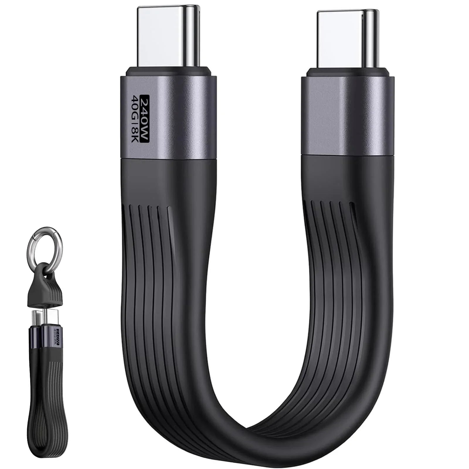 Keychain USB C Cable - 5.11 Inch Short Type C Cord - USB 4.0 PD 240W 40Gbps 8K 60Hz Video - A