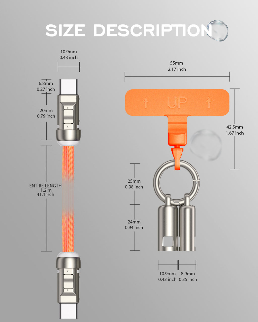 Phone lanyard strap 4 FT (120cm) with Built-in 240W USB-C to USB-C Charging Cable Anti Theft Cell Phone Neck - A