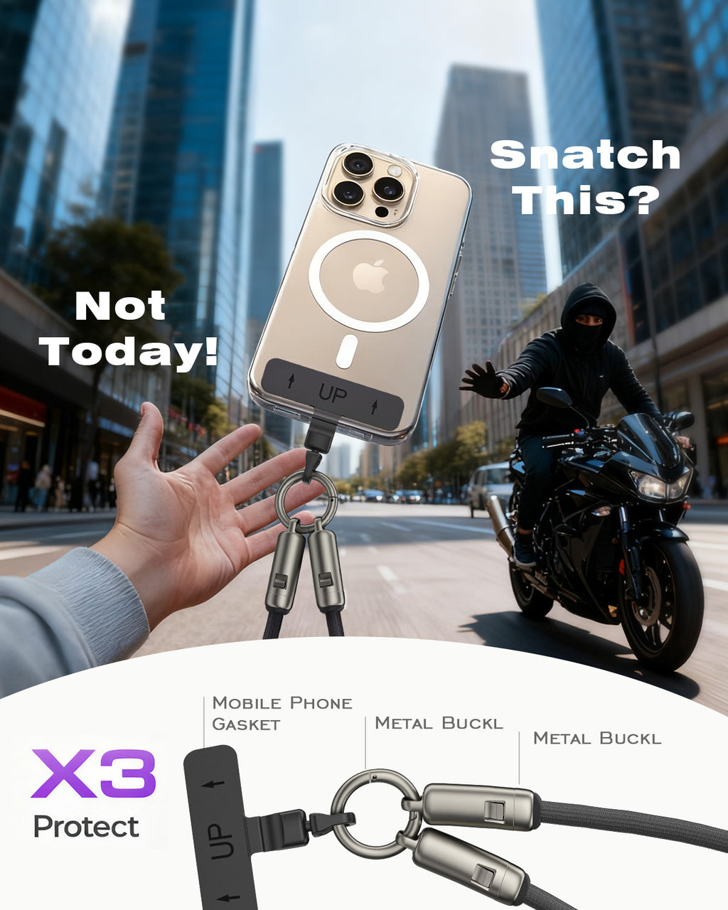 Phone lanyard strap 4 FT (120cm) with Built-in 240W USB-C to USB-C Charging Cable Anti Theft Cell Phone Neck - A