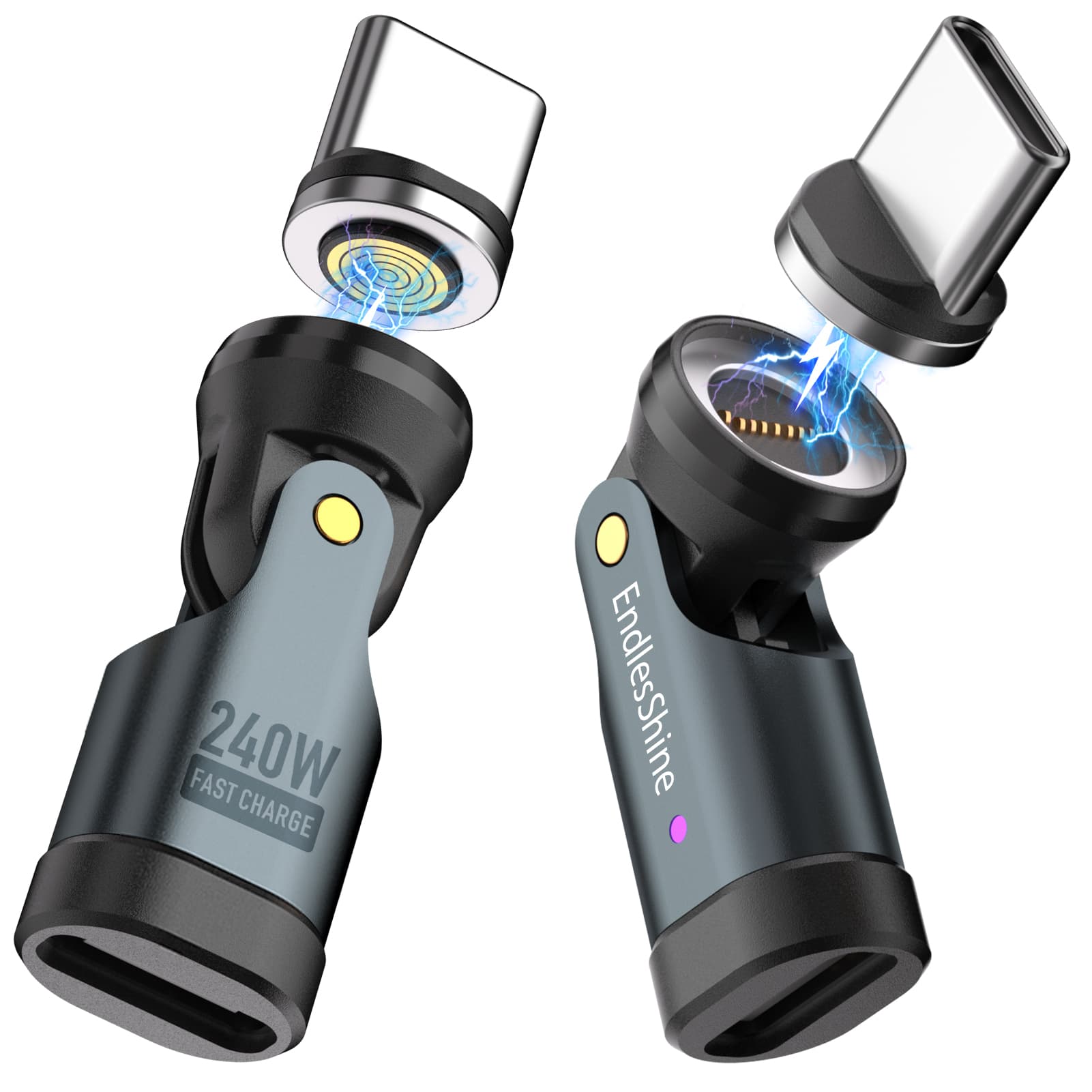 9 Pin USB C Magnetic Adapter 240W - 90/180/360 Degree Rotating - 480 Mbps Data transfer