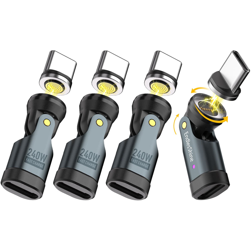 9 Pin USB C Magnetic Adapter 240W - 90/180/360 Degree Rotating - 480 Mbps Data transfer