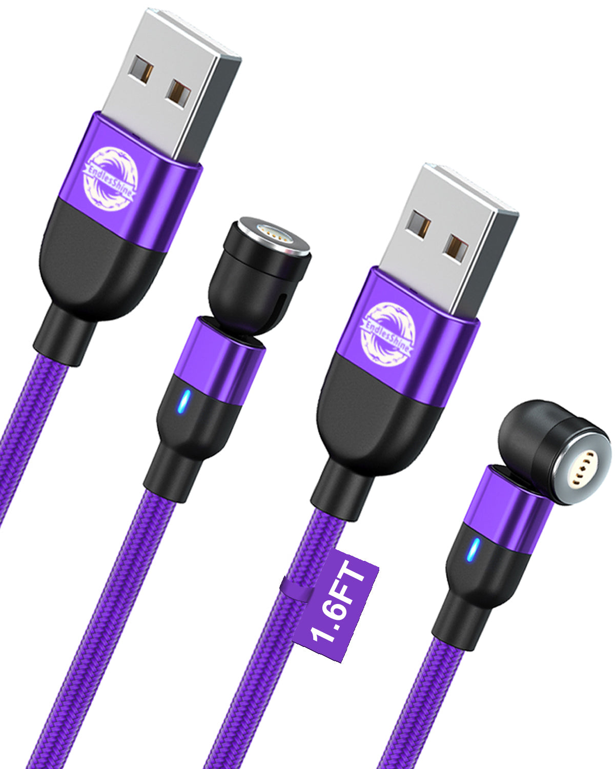 Magnetic Charging Cable (Not Including Magnetic Tips) [ 2-Pack] Purple 6.6 FT