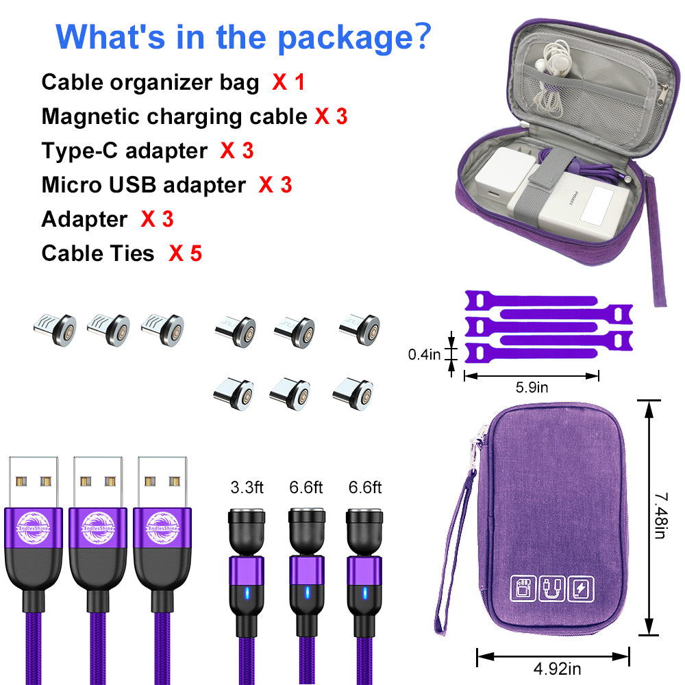 Magnetic Charging Cable - One-Handed Charging Magnetic Phone Charger - for iPhone, Micro USB, Type C