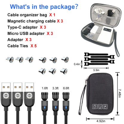 Magnetic Charging Cable - One-Handed Charging Magnetic Phone Charger - for iPhone, Micro USB, Type C